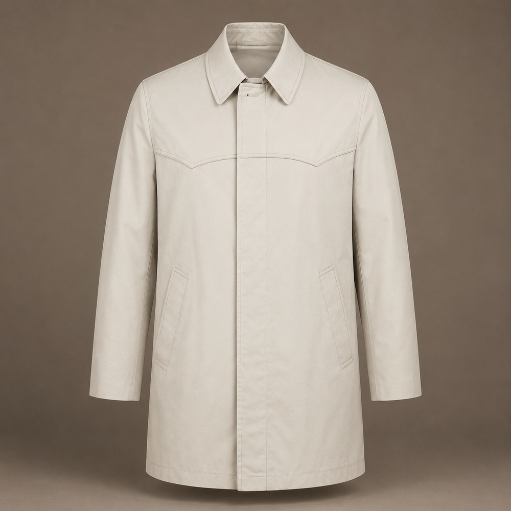 London Fog Maincoat Size 40R Beige Western Yoke Raincoat Cowboy Old Money Trench